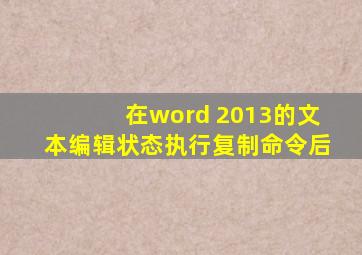 在word 2013的文本编辑状态执行复制命令后